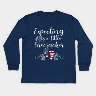 4th Of July Expecting a Little Firecracker Pregnancy Announcement Kids Long Sleeve T-Shirt